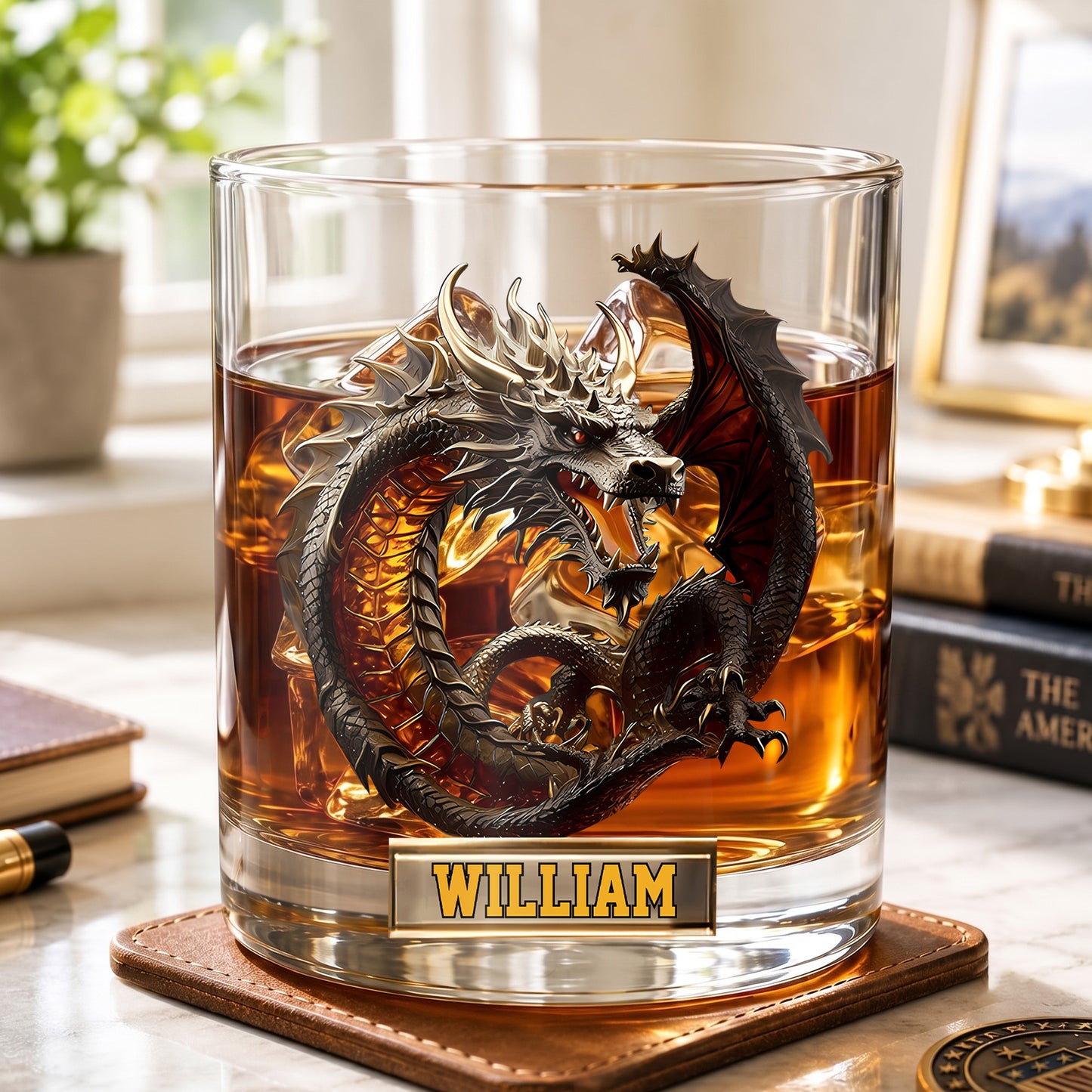 Personalized Dragon Whiskey Glass - Custom Mythical Beast Gift