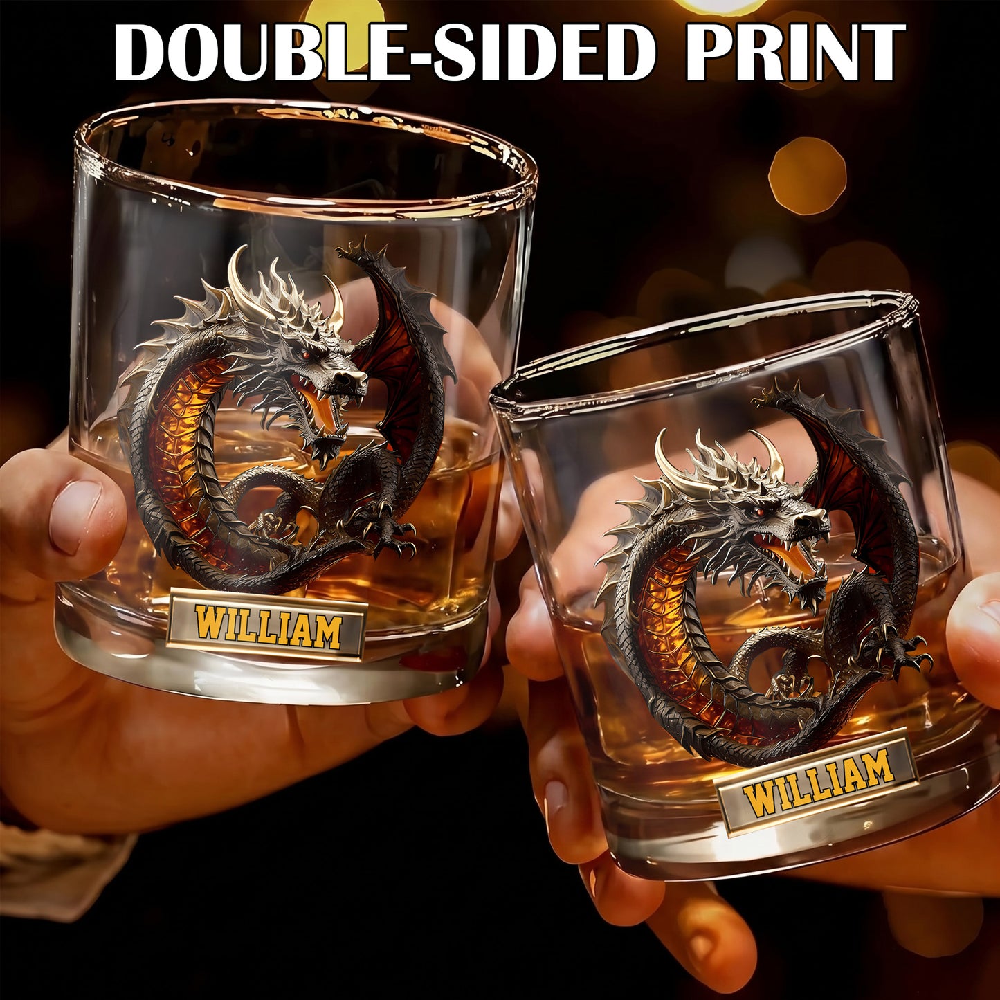 Personalized Dragon Whiskey Glass - Custom Mythical Beast Gift