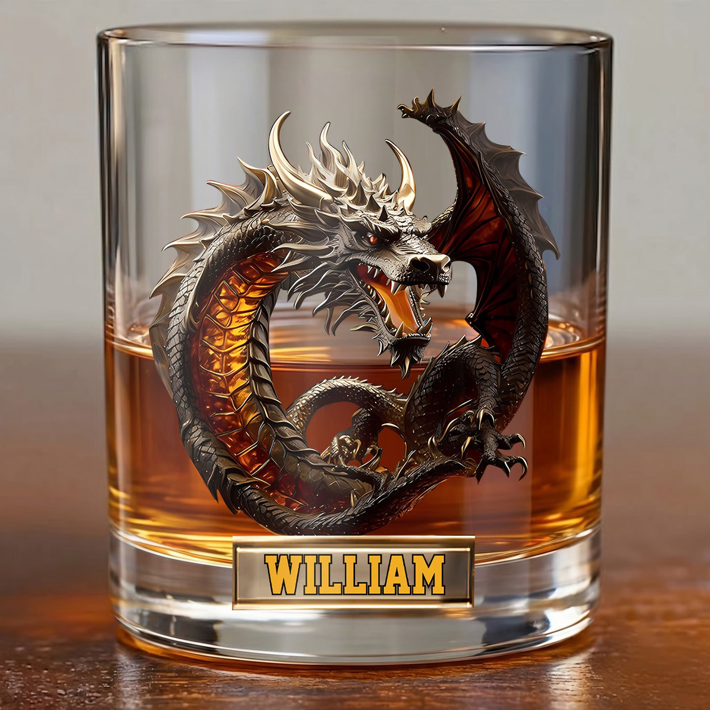 Personalized Dragon Whiskey Glass - Custom Mythical Beast Gift