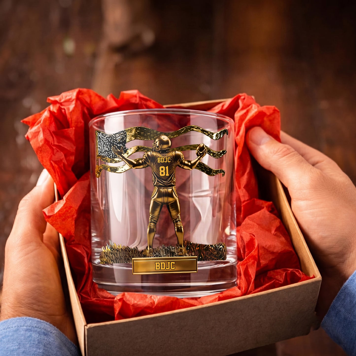 Personalized Football Whiskey Glass - Custom Touchdown Fan Gift