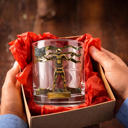 Personalized Football Whiskey Glass - Custom Touchdown Fan Gift