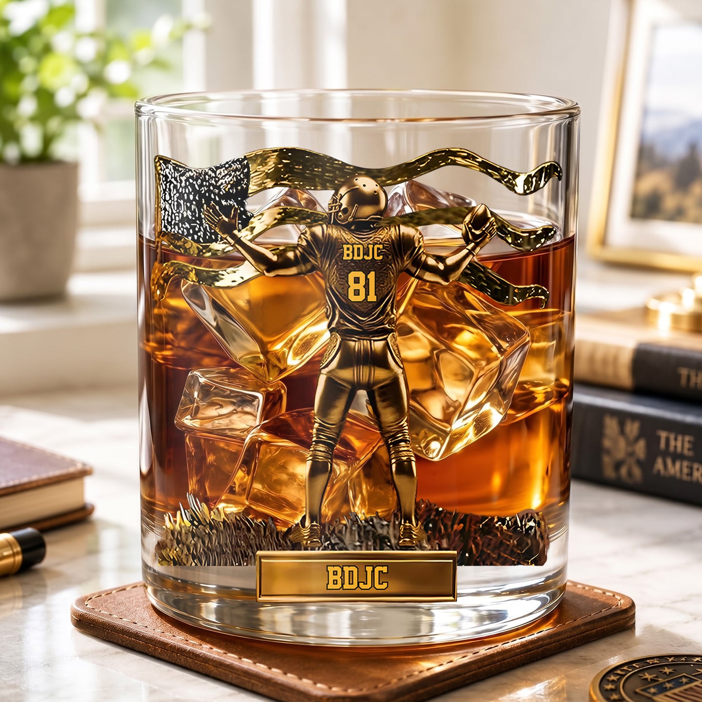 Personalized Football Whiskey Glass - Custom Touchdown Fan Gift