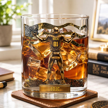 Personalized Football Whiskey Glass - Custom Touchdown Fan Gift