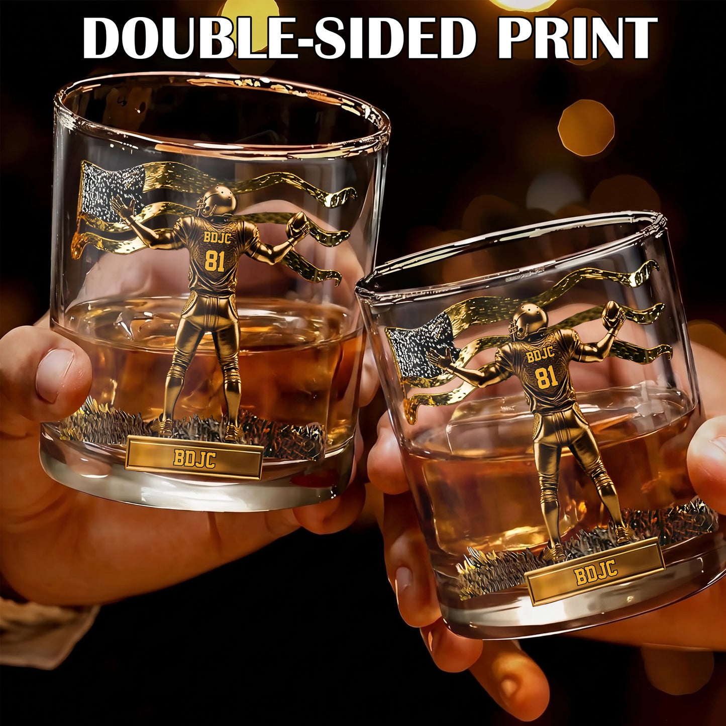 Personalized Football Whiskey Glass - Custom Touchdown Fan Gift
