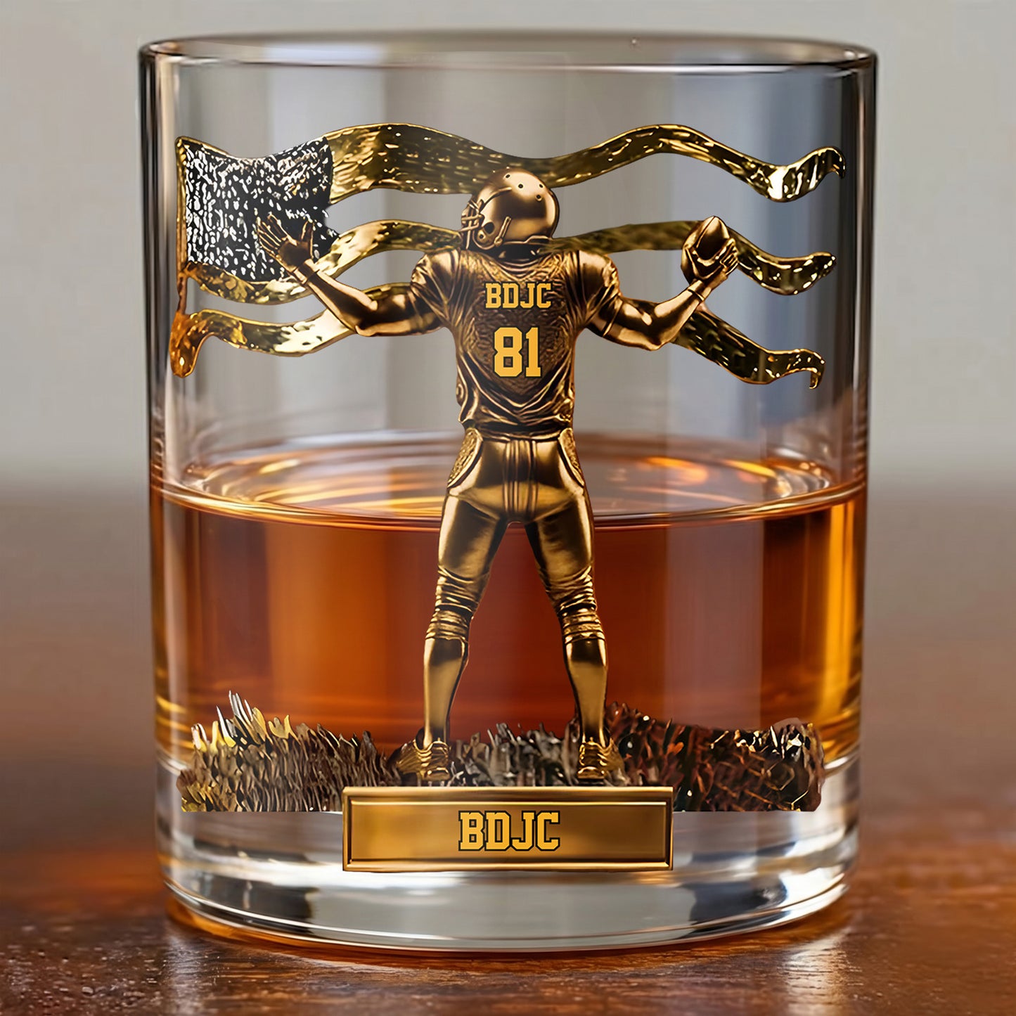 Personalized Football Whiskey Glass - Custom Touchdown Fan Gift