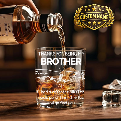 Personalized Brother Whiskey Glass - Funny Sibling Gift Idea