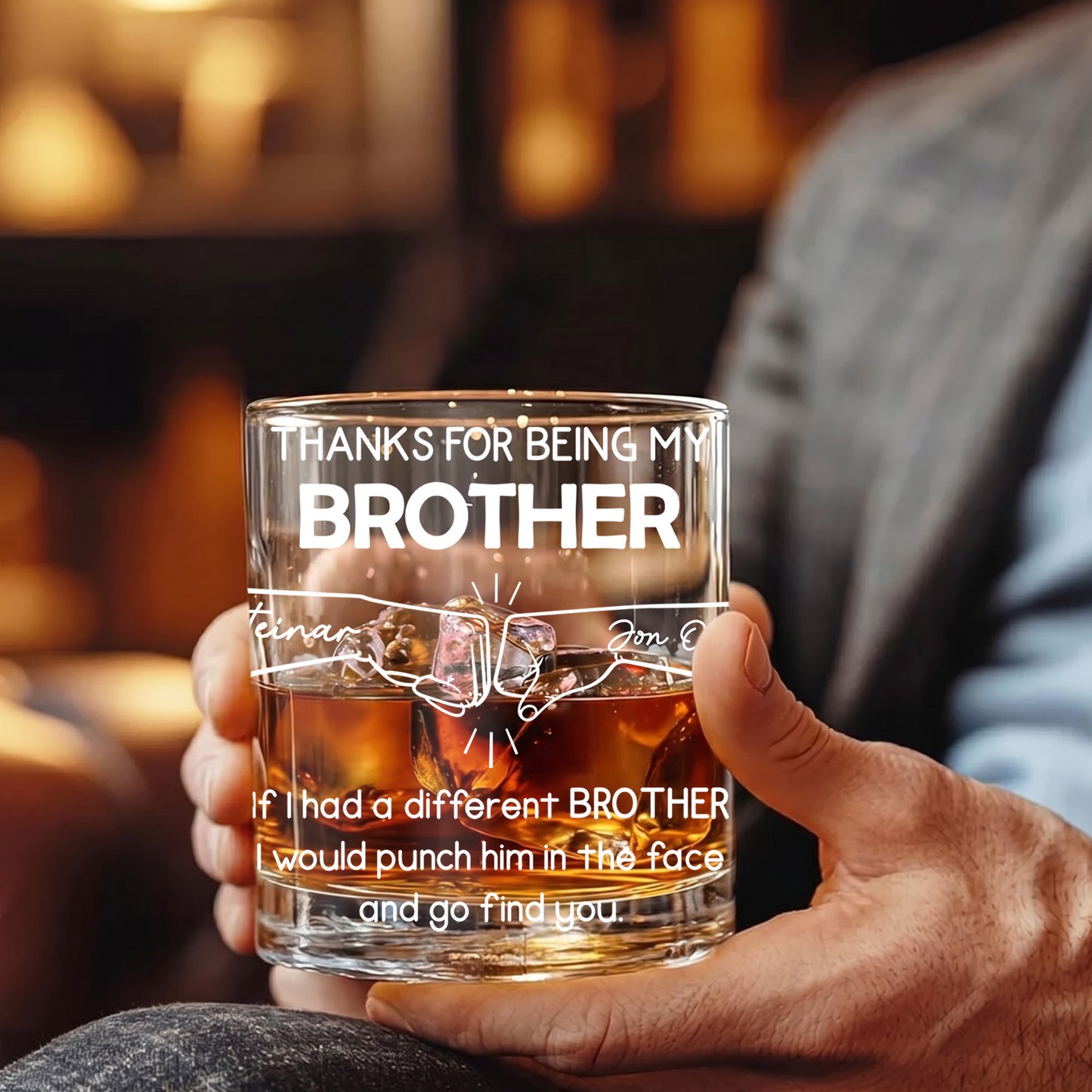 Personalized Brother Whiskey Glass - Funny Sibling Gift Idea