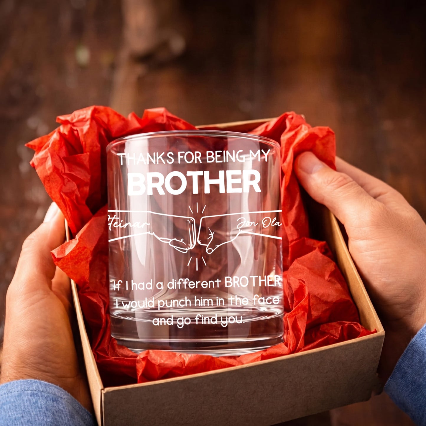 Personalized Brother Whiskey Glass - Funny Sibling Gift Idea