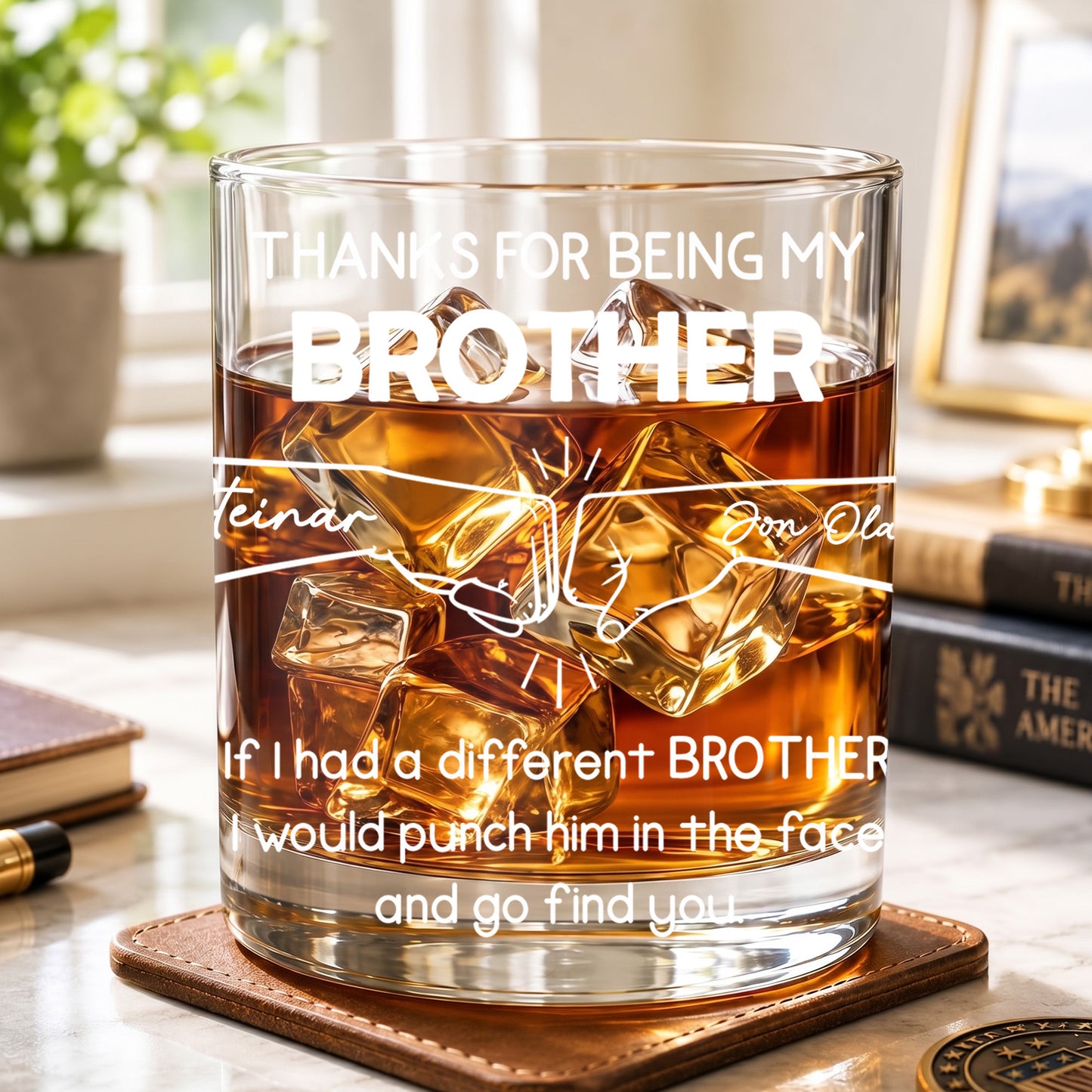Personalized Brother Whiskey Glass - Funny Sibling Gift Idea