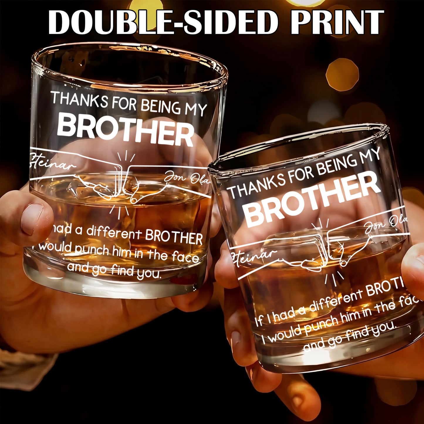 Personalized Brother Whiskey Glass - Funny Sibling Gift Idea