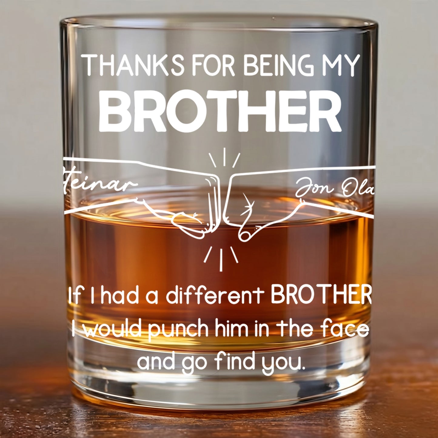 Personalized Brother Whiskey Glass - Funny Sibling Gift Idea