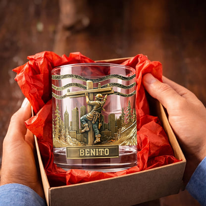 Personalized Lineman Whiskey Glass - Custom Utility Worker Gift