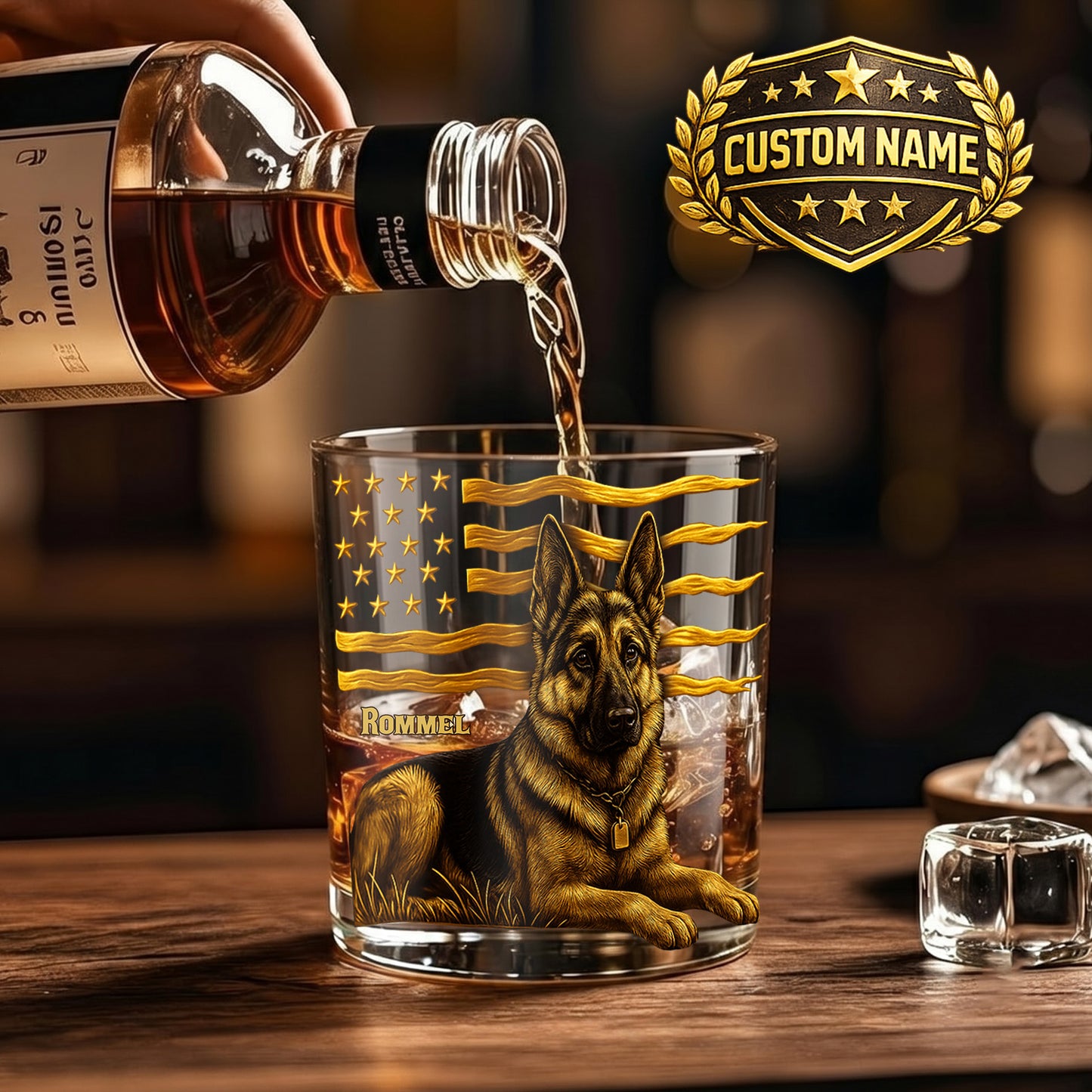 Personalized German Shepherd Whiskey Glass - Custom Dog Lover Gift