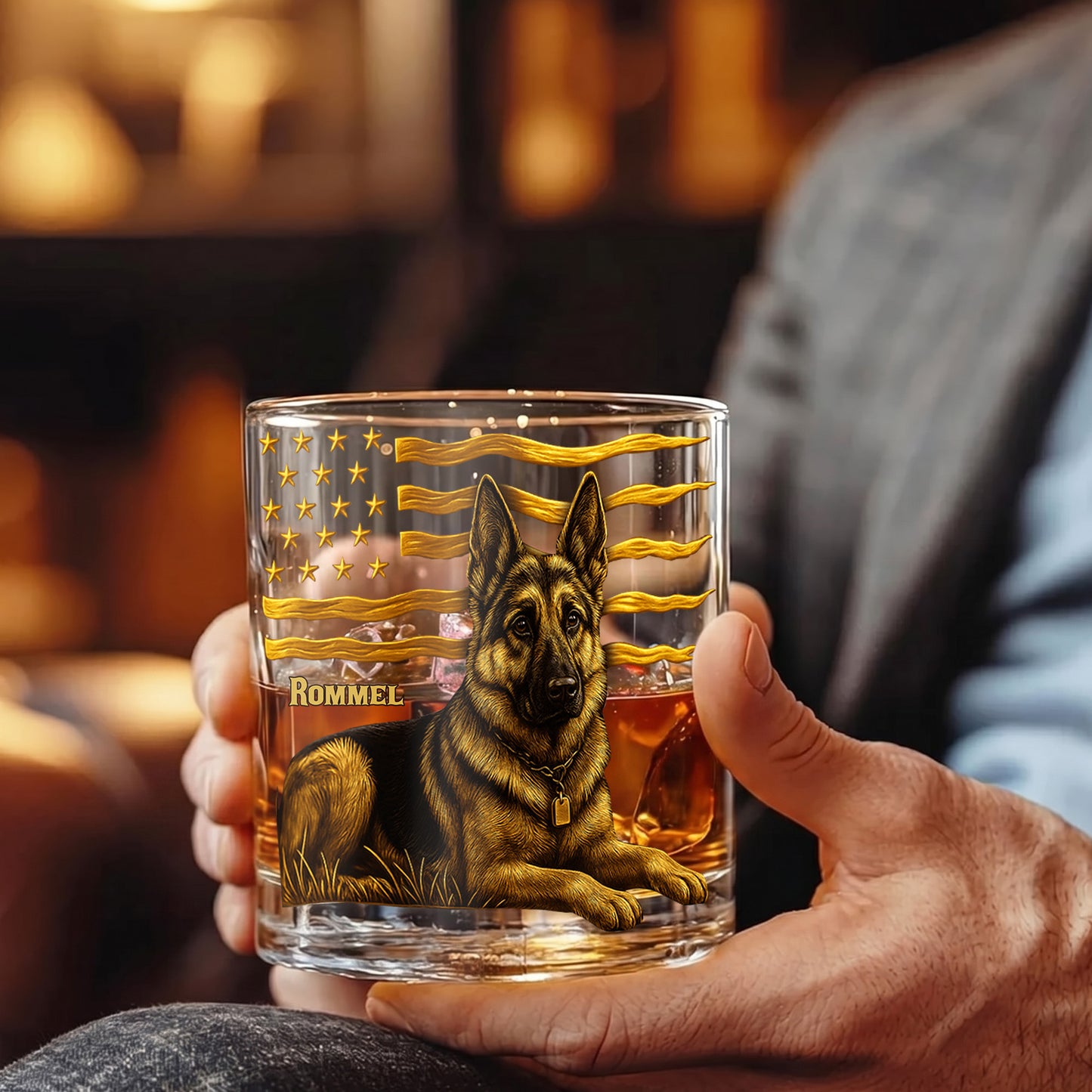 Personalized German Shepherd Whiskey Glass - Custom Dog Lover Gift