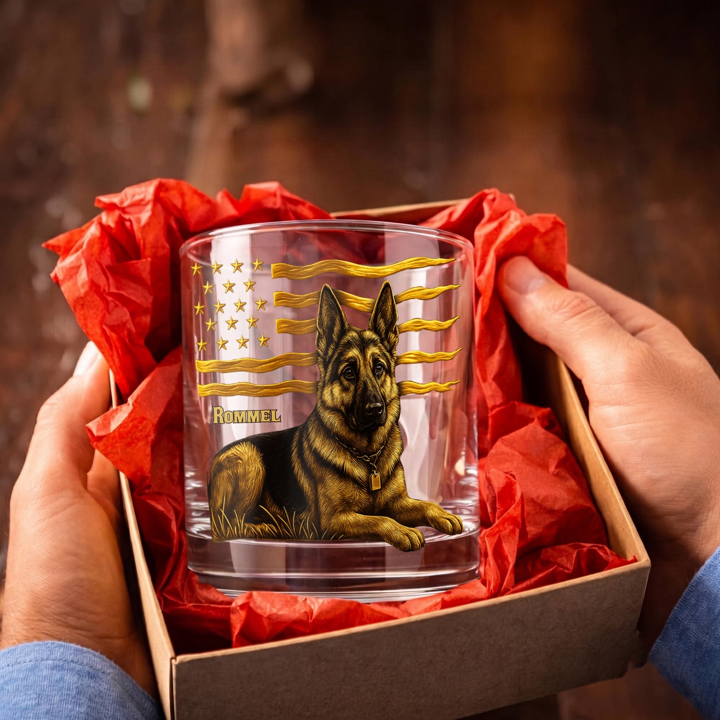 Personalized German Shepherd Whiskey Glass - Custom Dog Lover Gift