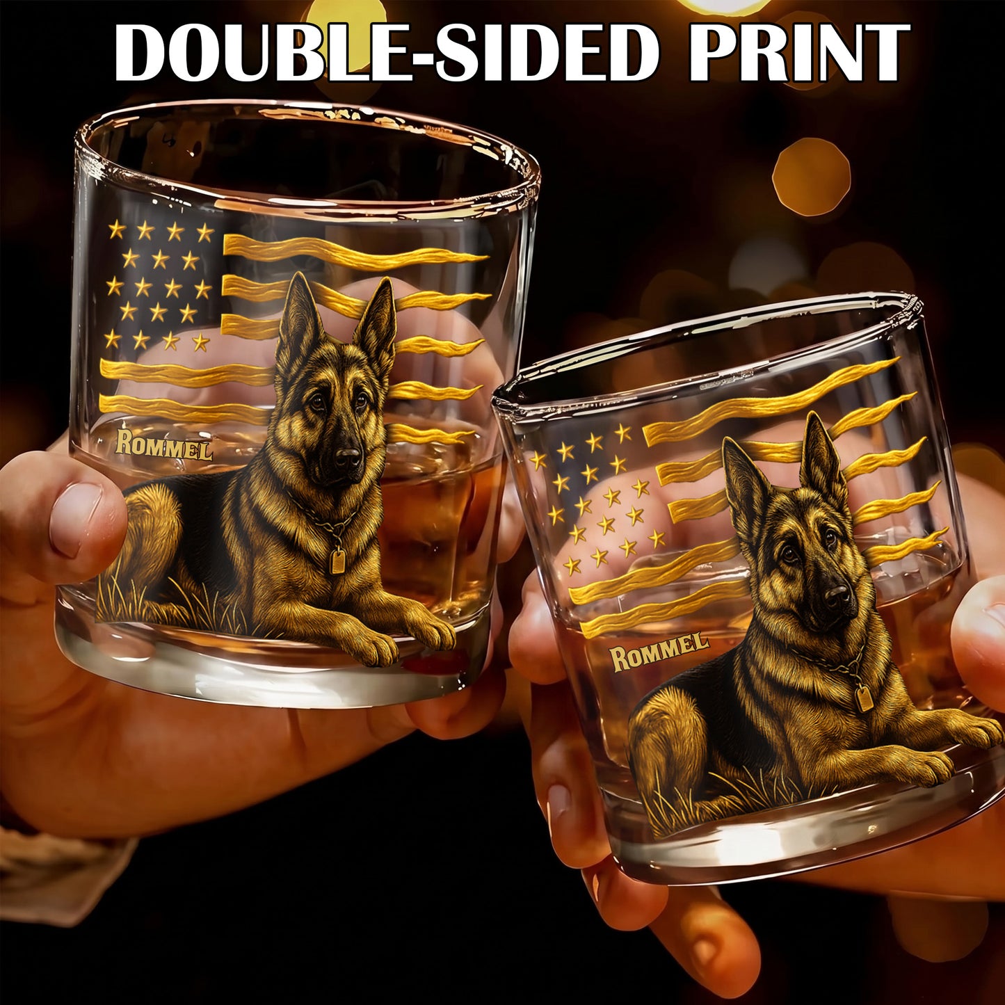 Personalized German Shepherd Whiskey Glass - Custom Dog Lover Gift