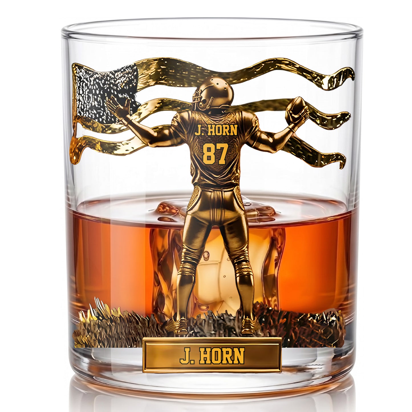 Personalized Football Whiskey Glass - Custom Touchdown Fan Gift