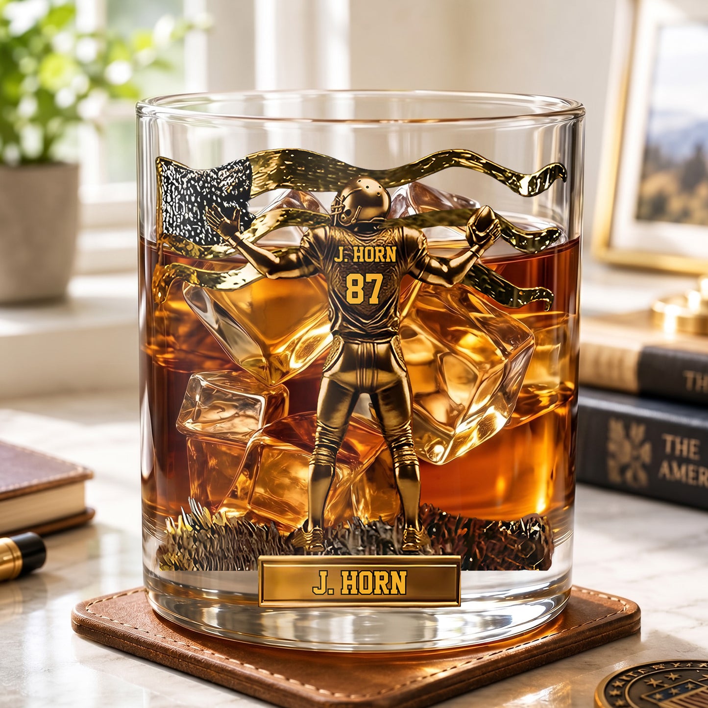 Personalized Football Whiskey Glass - Custom Touchdown Fan Gift