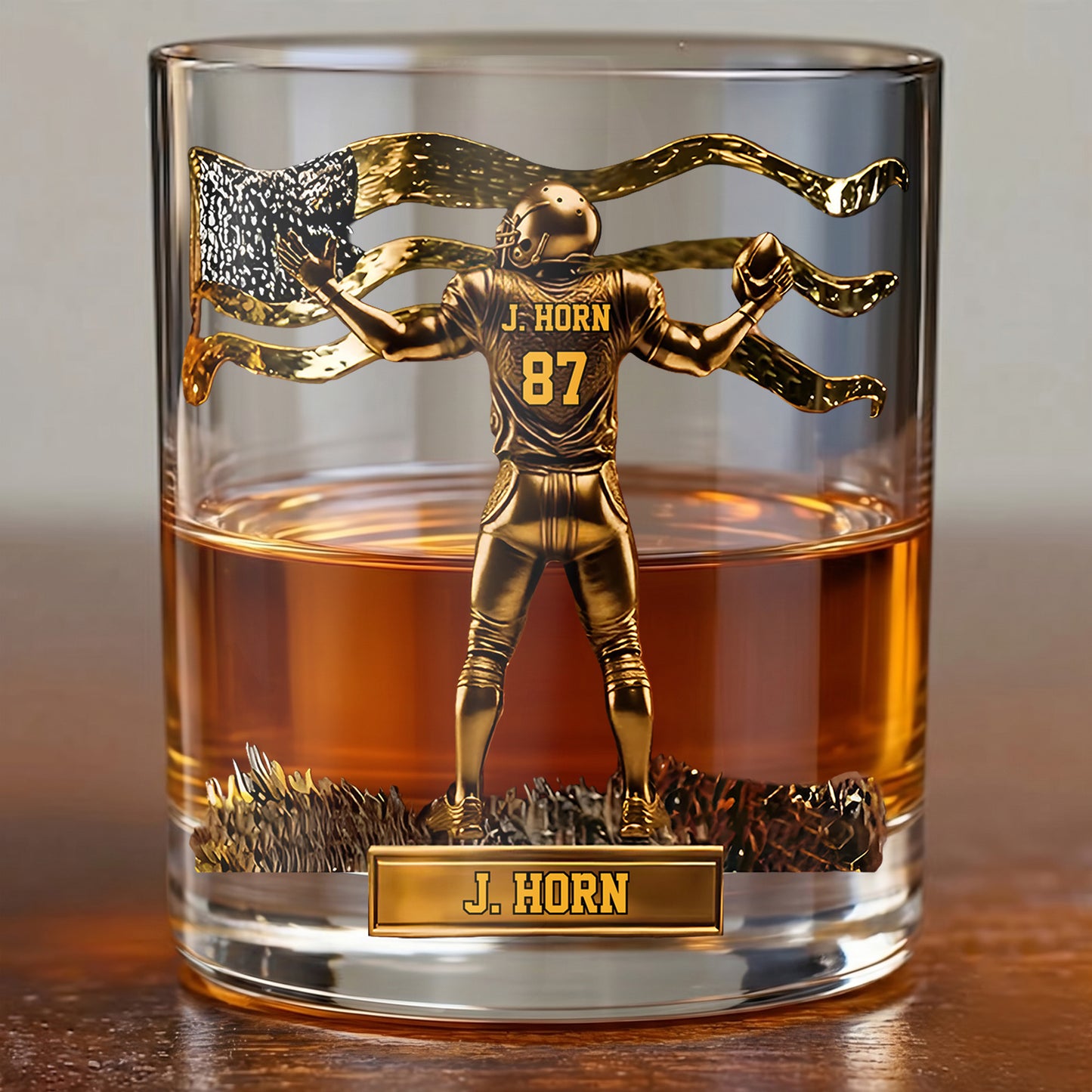 Personalized Football Whiskey Glass - Custom Touchdown Fan Gift