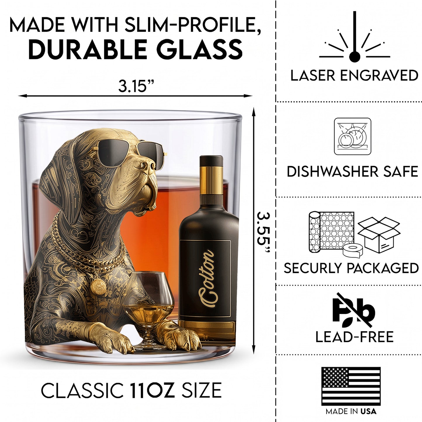 Personalized Dog Whiskey Glass - Custom Cool Pet Lover Gift