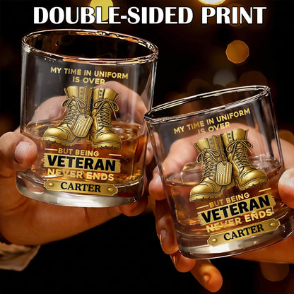 Personalized Veteran Whiskey Glass - Custom Military Retirement Gift