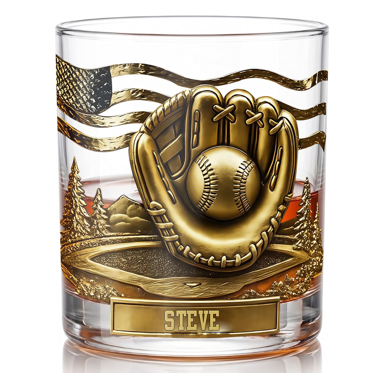 Personalized Baseball Whiskey Glass - Custom Sports Fan Gift