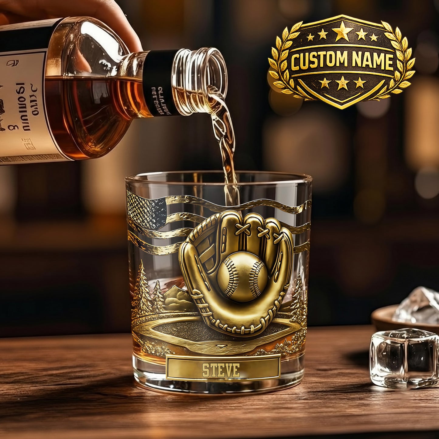 Personalized Baseball Whiskey Glass - Custom Sports Fan Gift