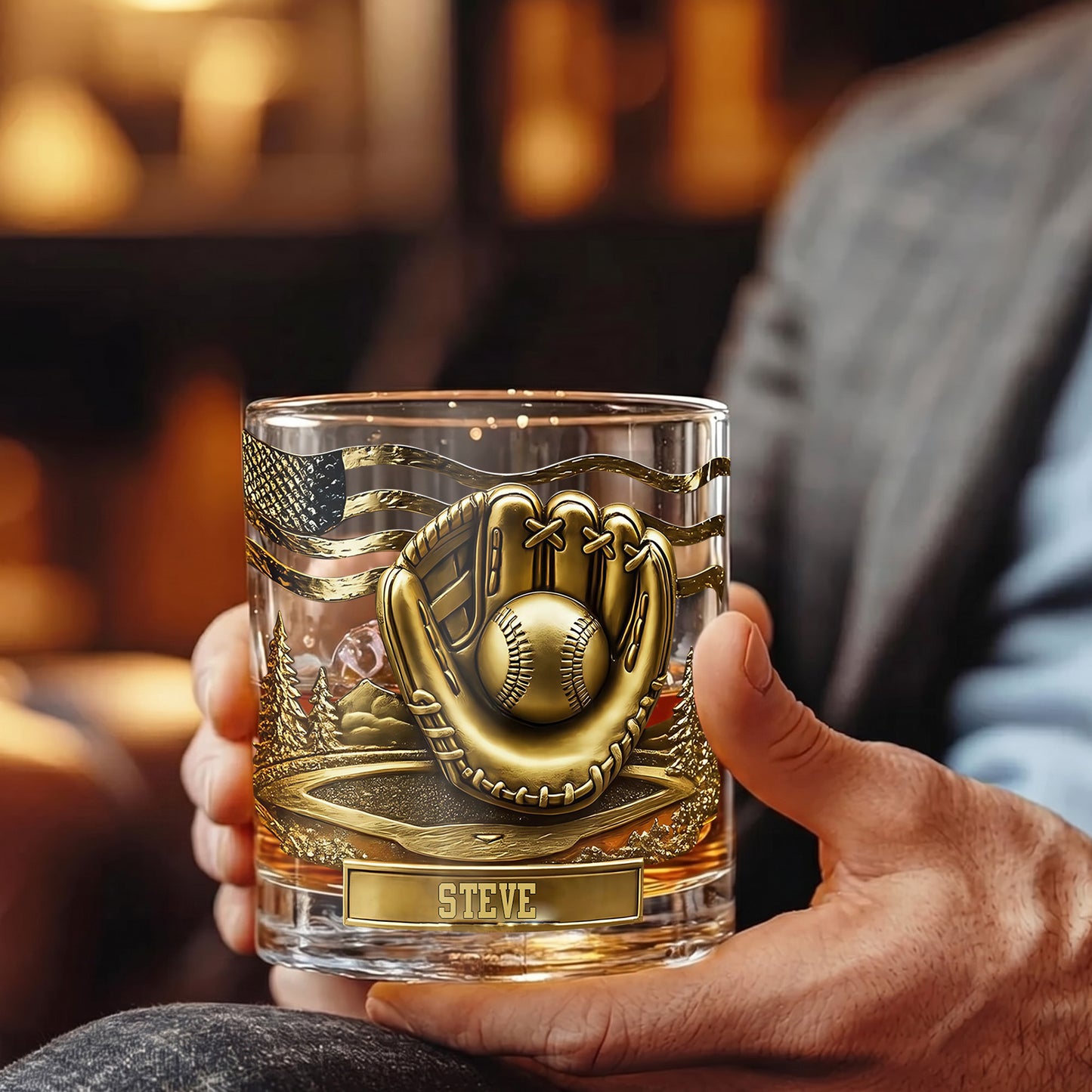 Personalized Baseball Whiskey Glass - Custom Sports Fan Gift