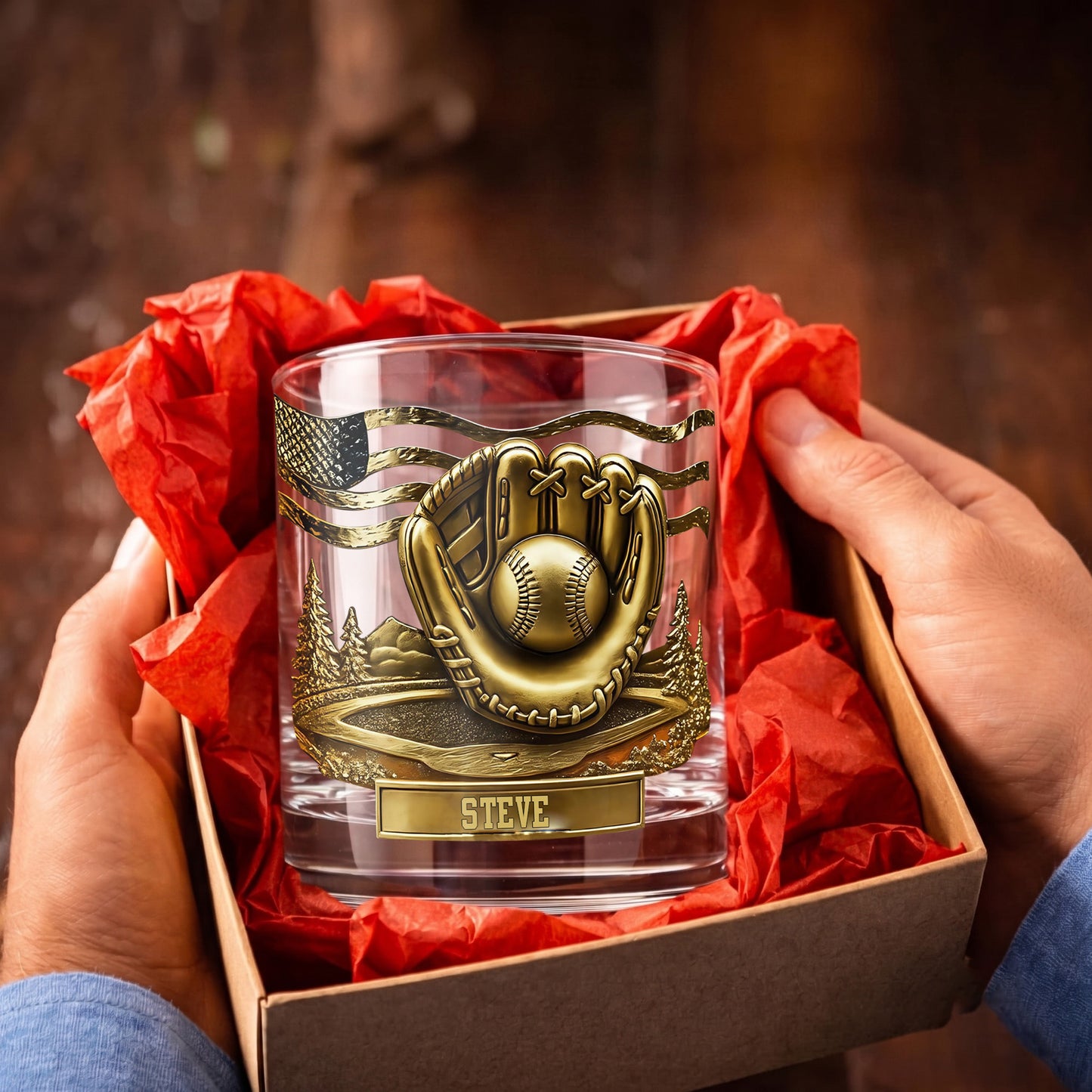 Personalized Baseball Whiskey Glass - Custom Sports Fan Gift