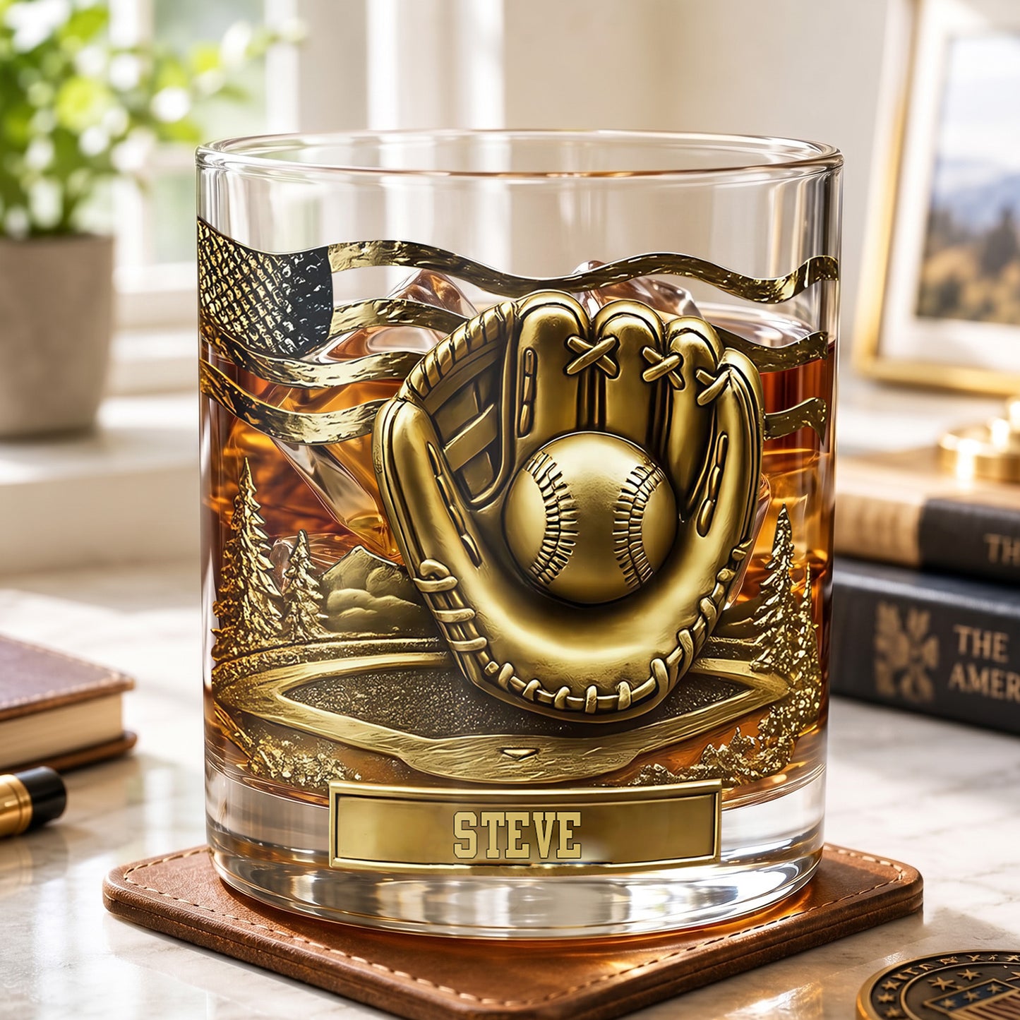 Personalized Baseball Whiskey Glass - Custom Sports Fan Gift