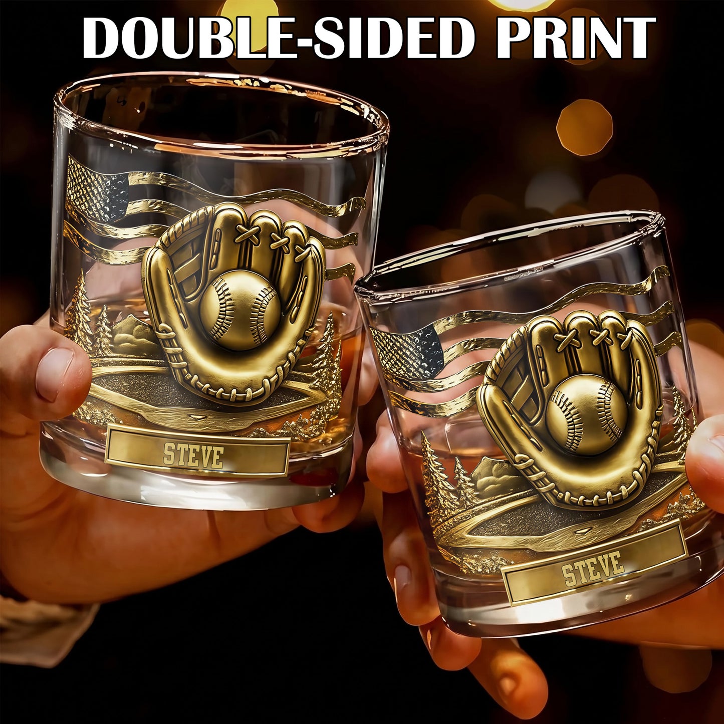 Personalized Baseball Whiskey Glass - Custom Sports Fan Gift