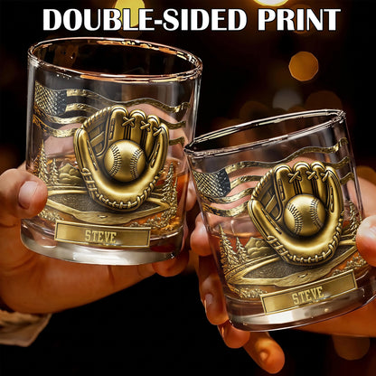 Personalized Baseball Whiskey Glass - Custom Sports Fan Gift