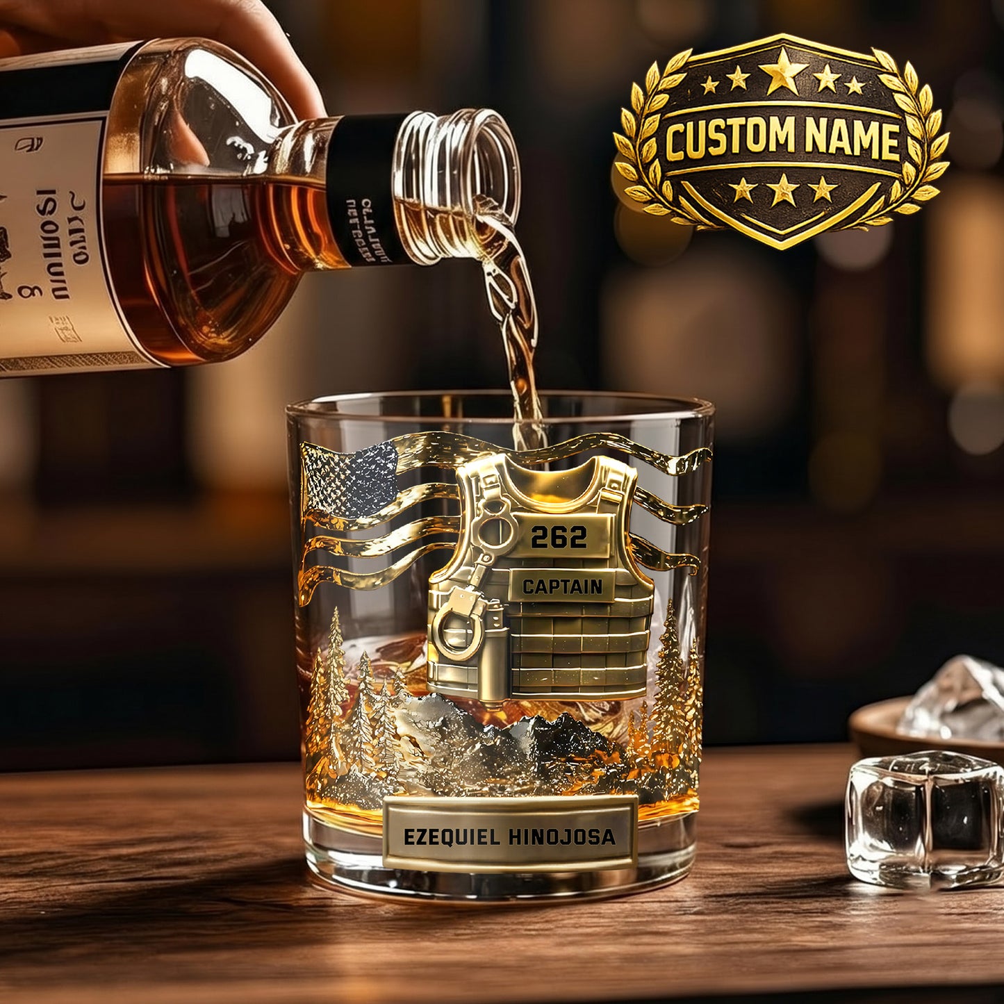 Personalized Police Whiskey Glass - Custom Law Enforcement Gift
