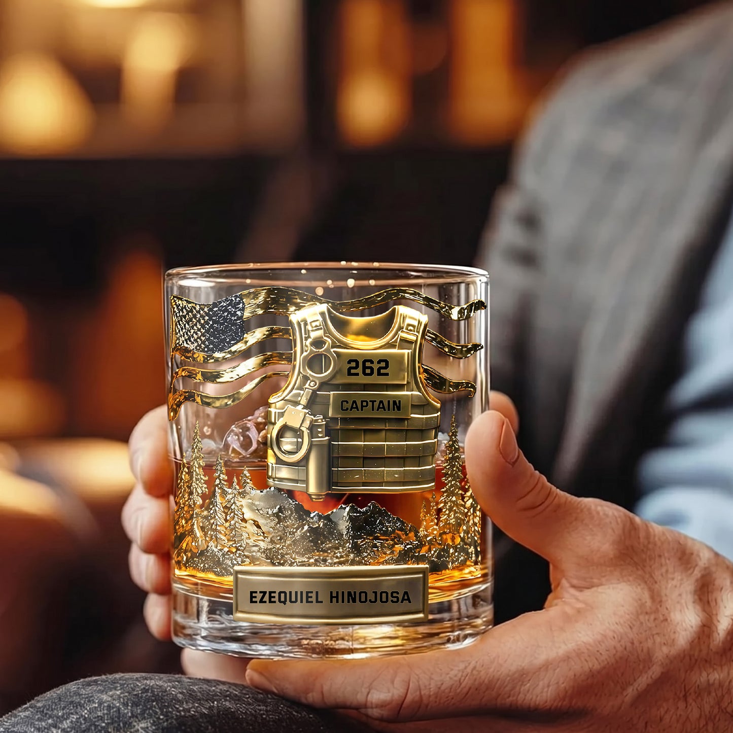 Personalized Police Whiskey Glass - Custom Law Enforcement Gift