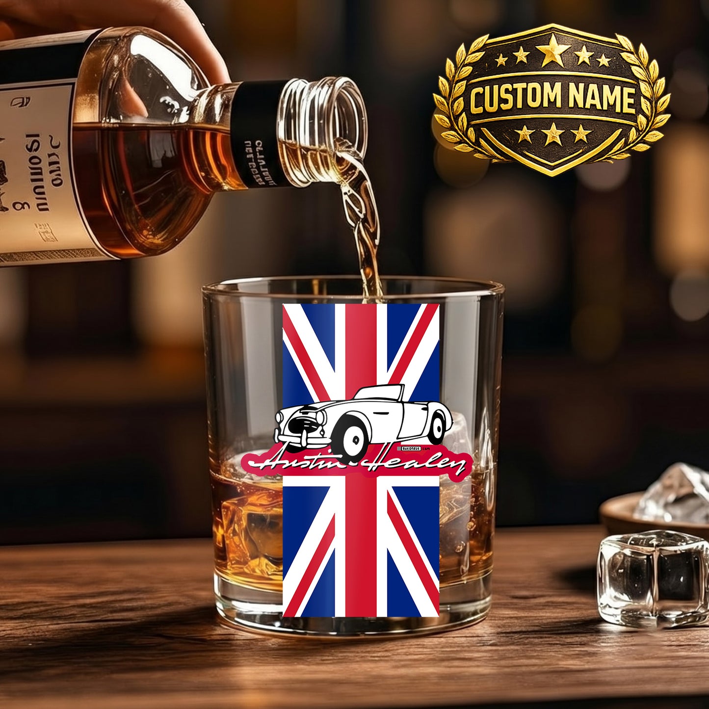 Austin-Healey Whiskey Glass - Custom British Classic Car Gift