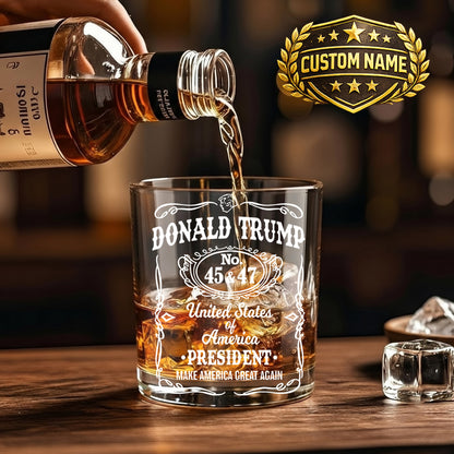 Personalized Donald Trump Whiskey Glass - Custom President Gift