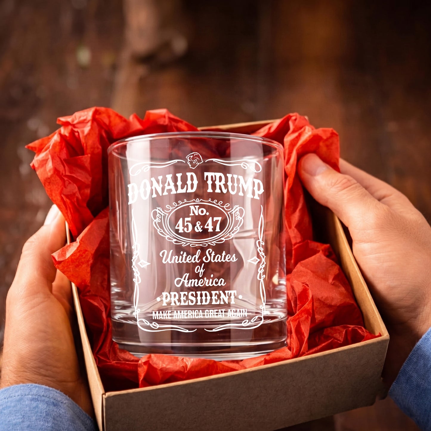 Personalized Donald Trump Whiskey Glass - Custom President Gift