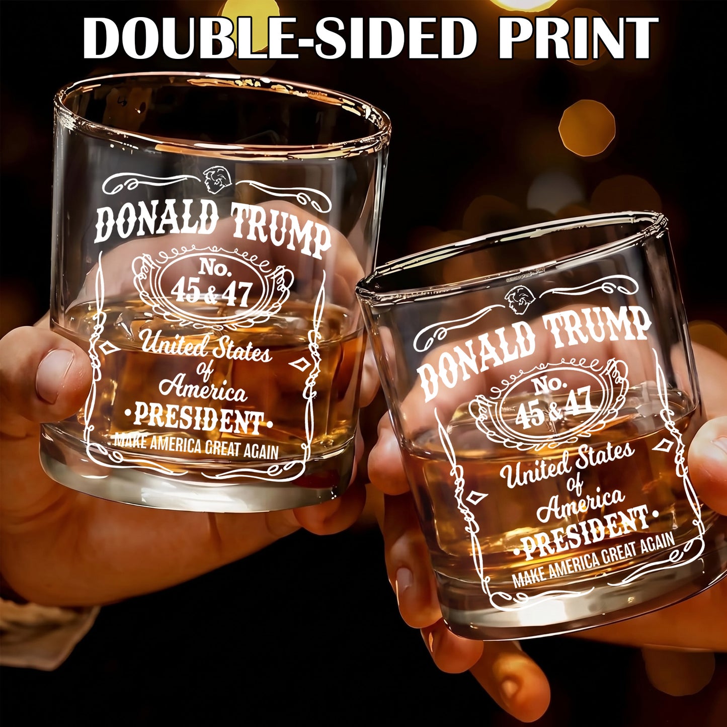 Personalized Donald Trump Whiskey Glass - Custom President Gift