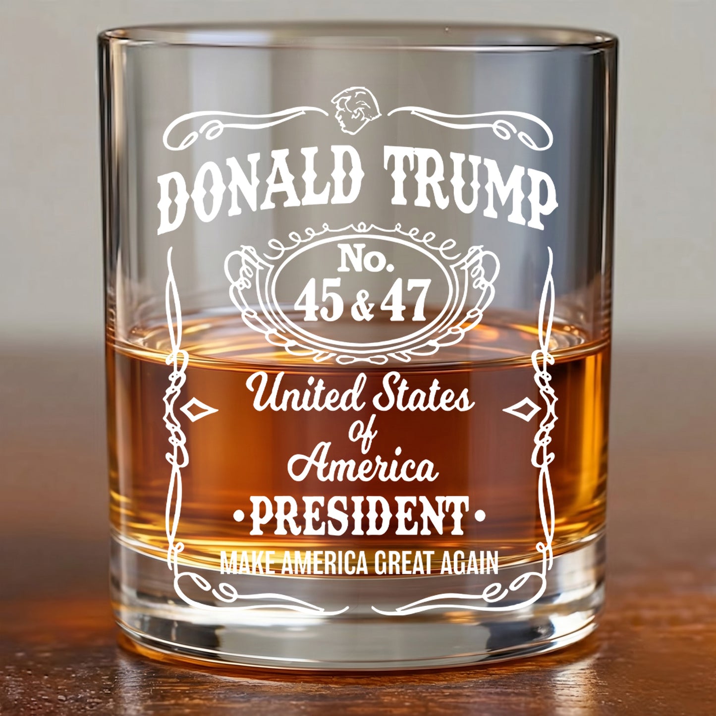 Personalized Donald Trump Whiskey Glass - Custom President Gift
