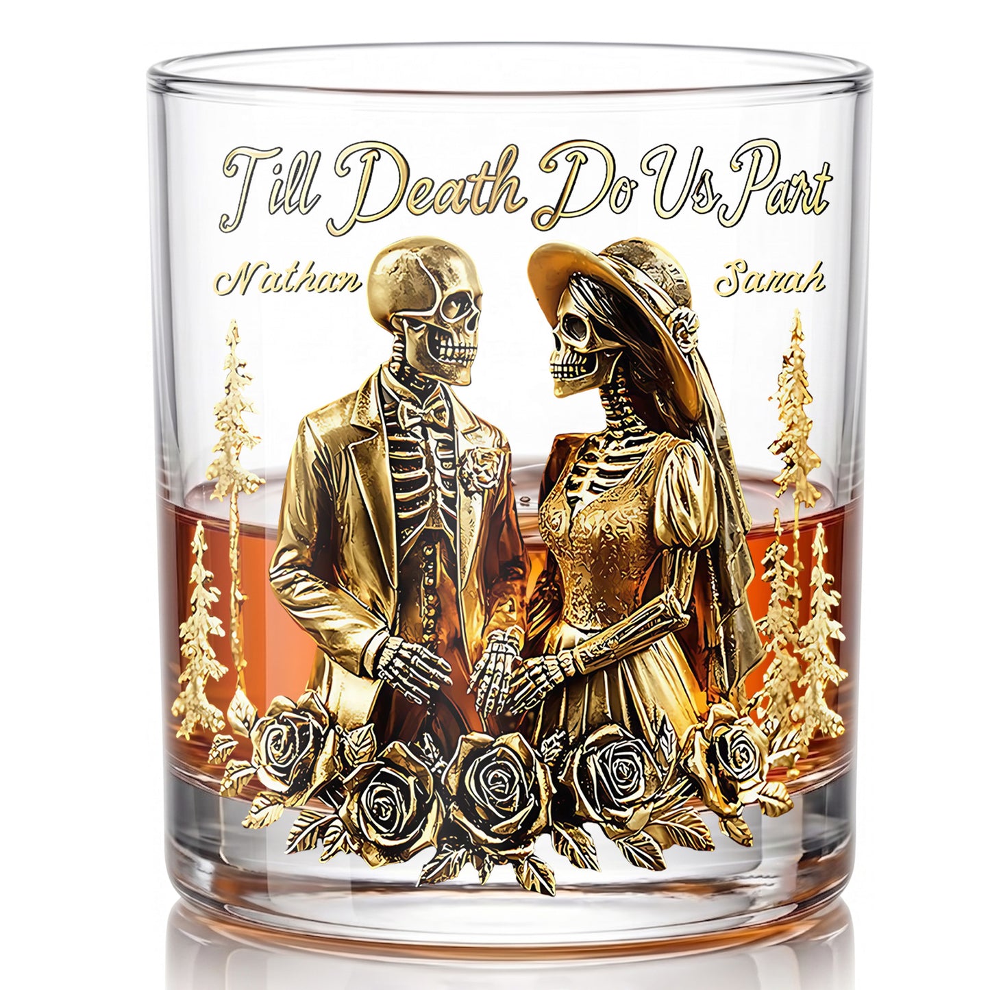 Personalized Couple Whiskey Glass - Till Death Do Us Part Gift