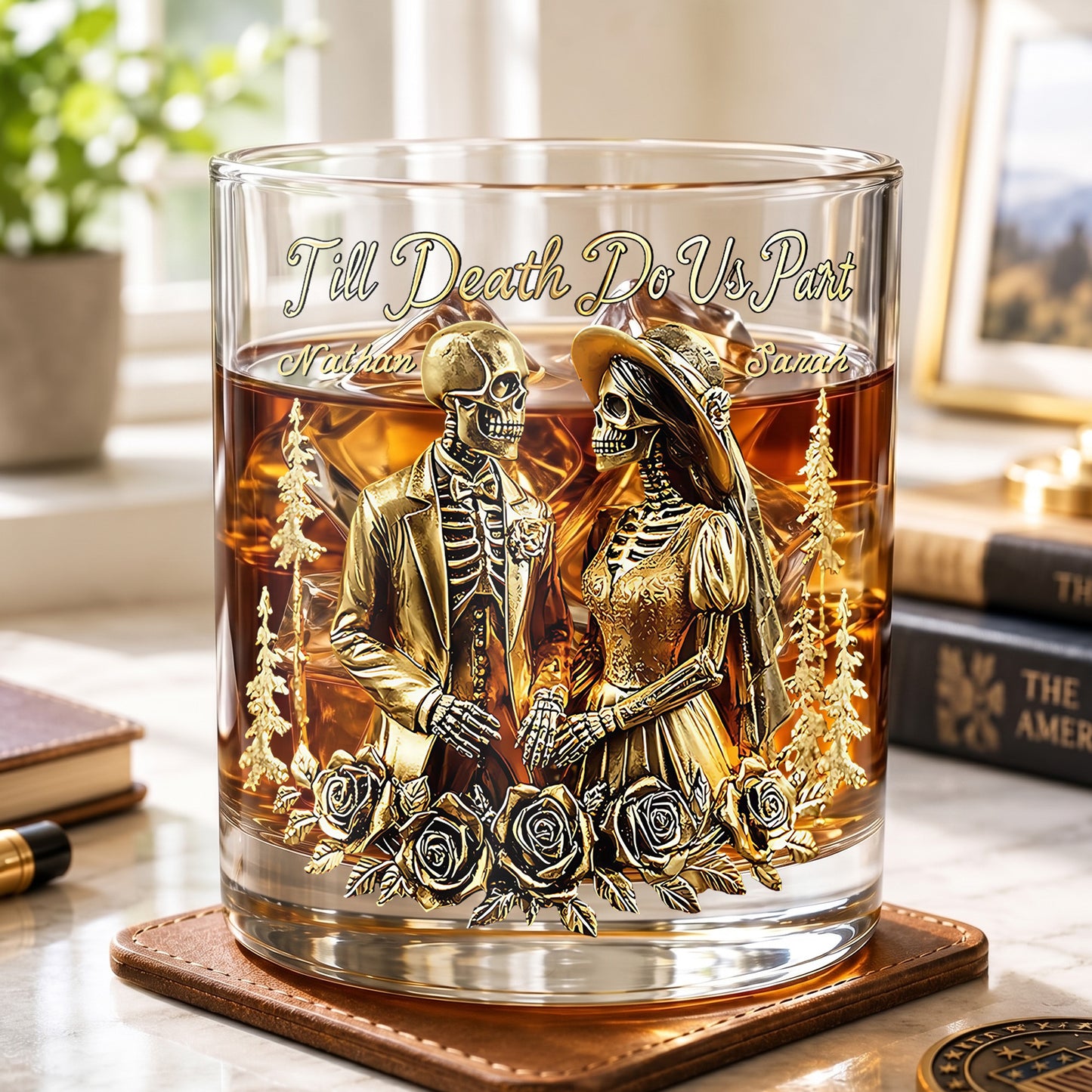 Personalized Couple Whiskey Glass - Till Death Do Us Part Gift