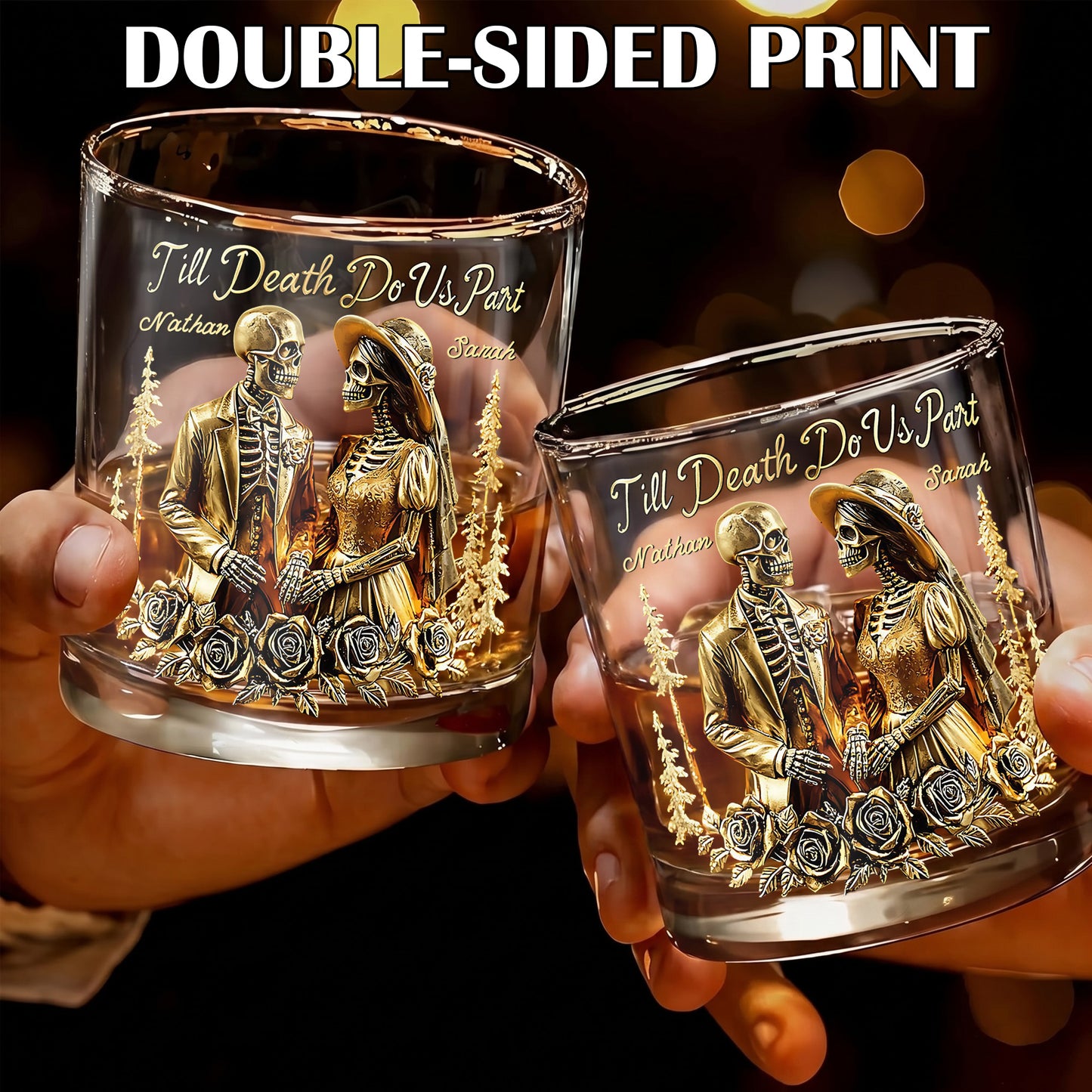 Personalized Couple Whiskey Glass - Till Death Do Us Part Gift