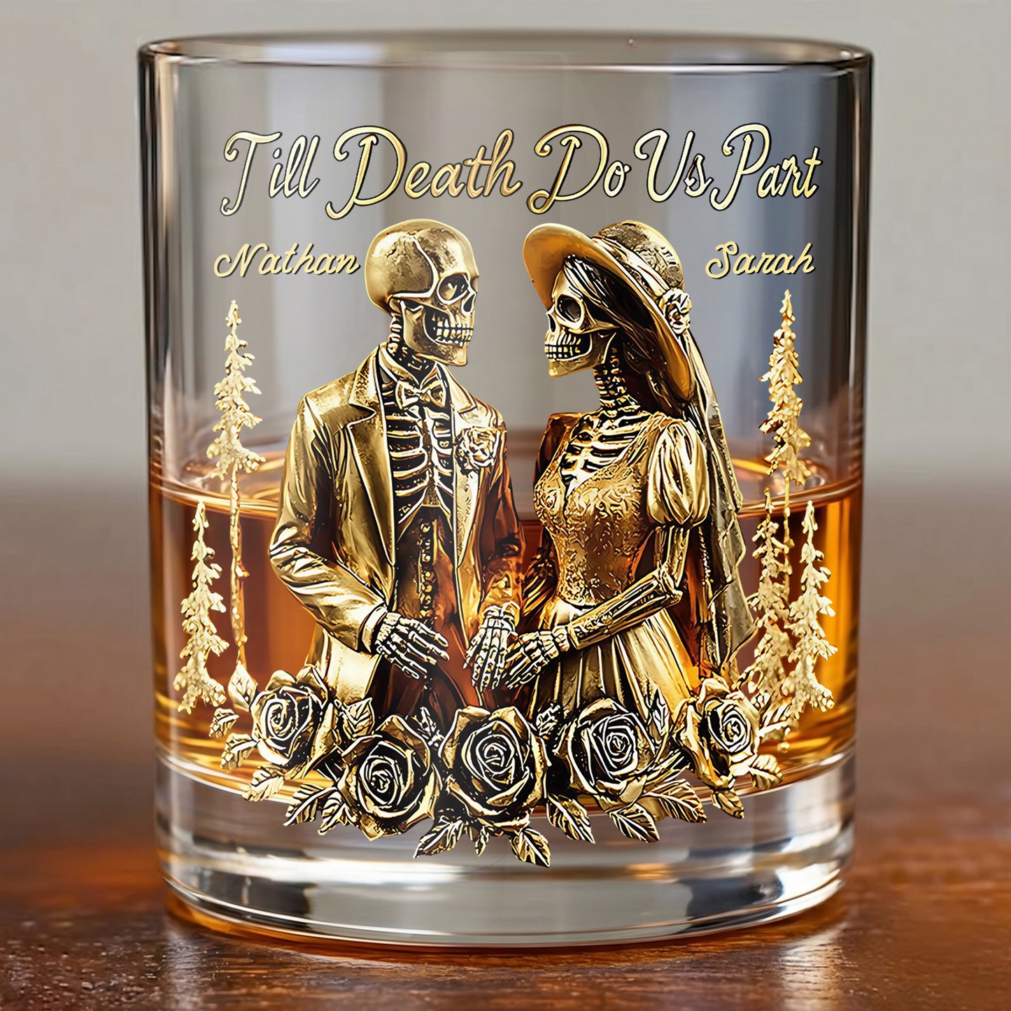 Personalized Couple Whiskey Glass - Till Death Do Us Part Gift