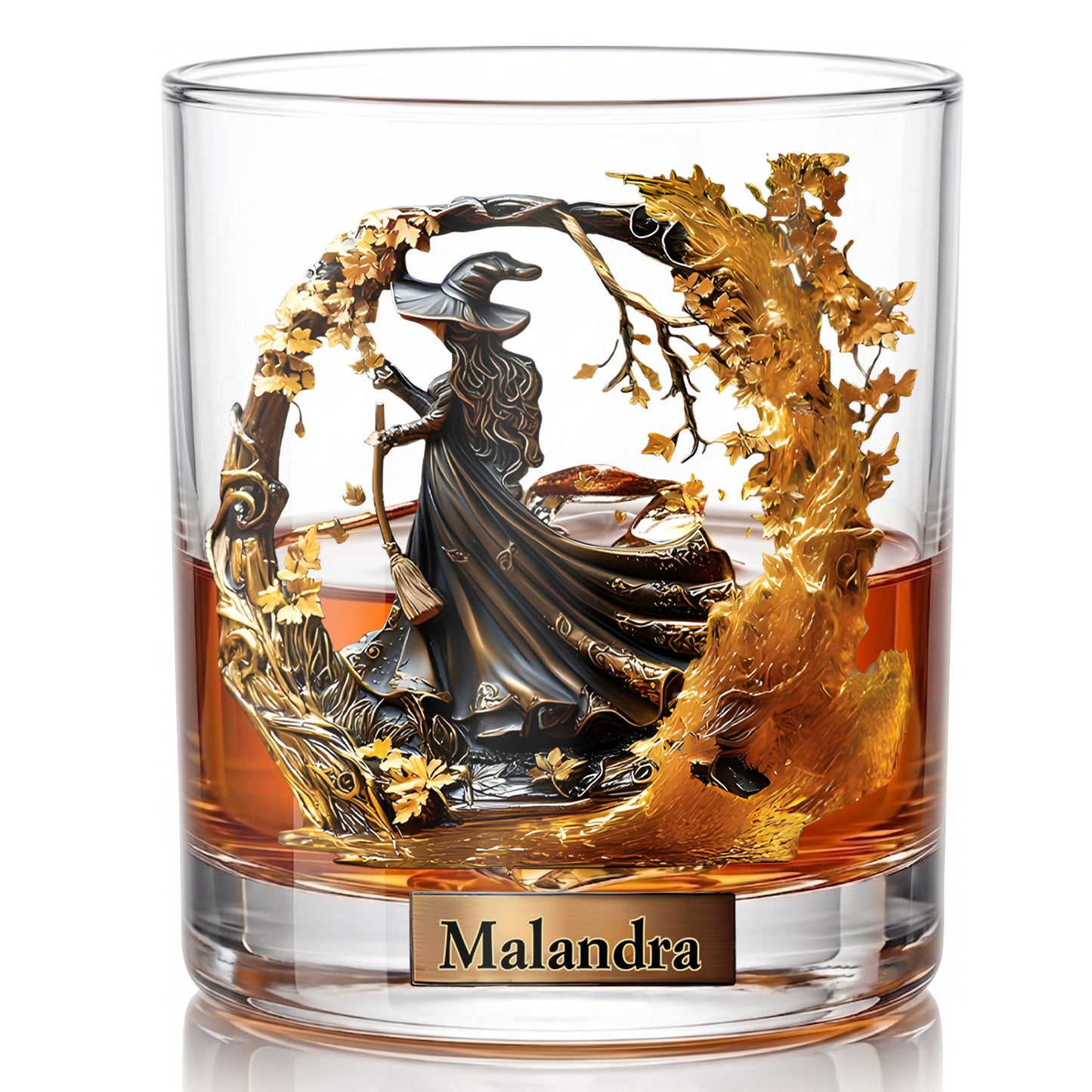 Personalized Witch Whiskey Glass - Custom Halloween Barware Gift