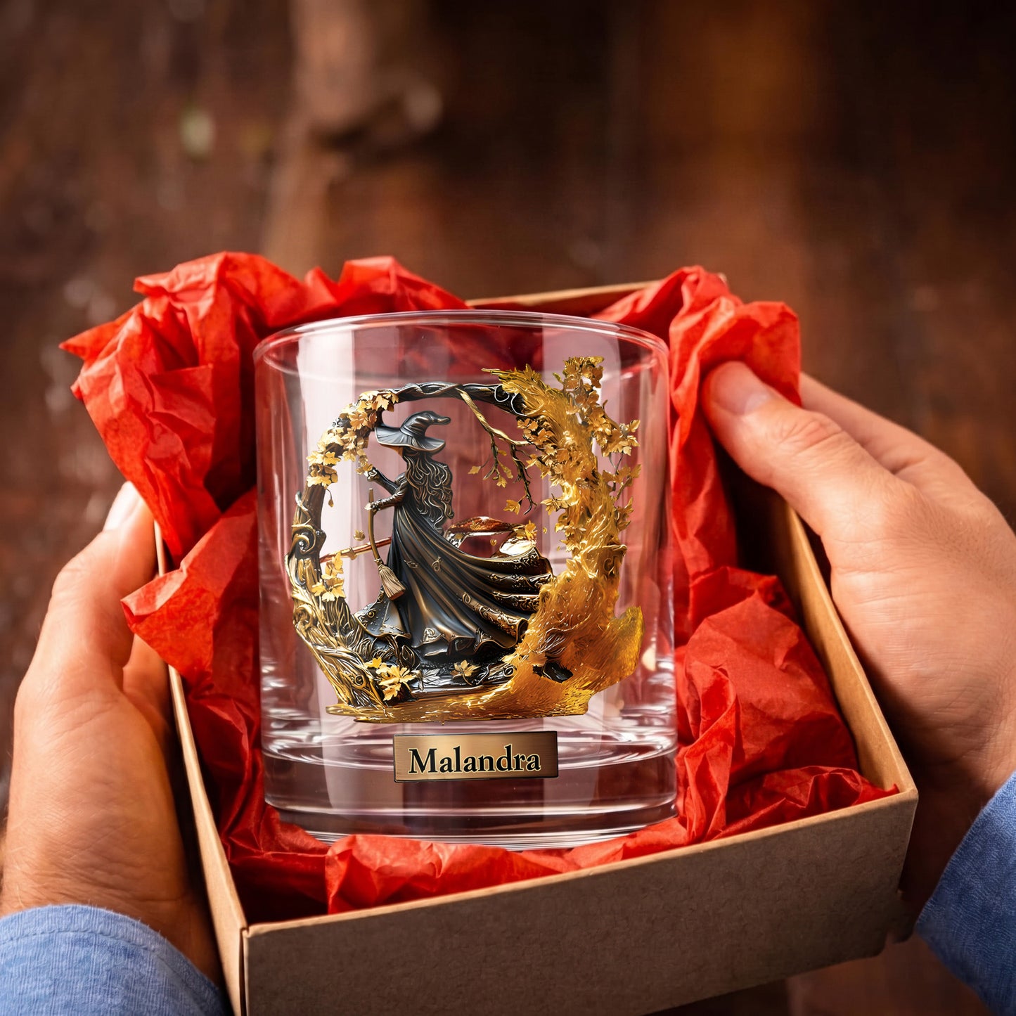 Personalized Witch Whiskey Glass - Custom Halloween Barware Gift