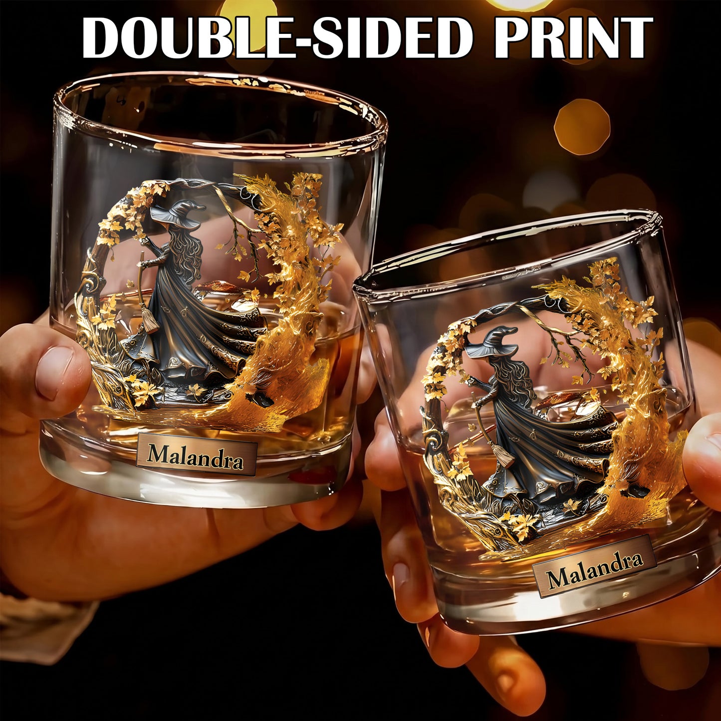 Personalized Witch Whiskey Glass - Custom Halloween Barware Gift