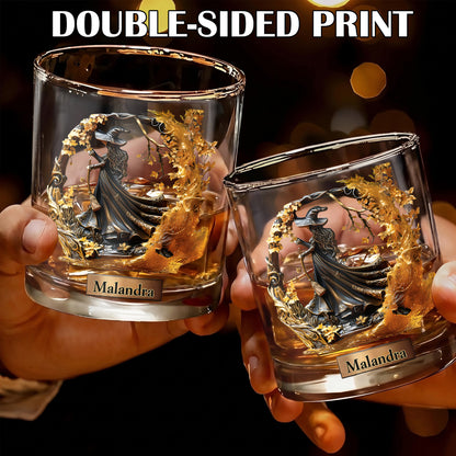 Personalized Witch Whiskey Glass - Custom Halloween Barware Gift