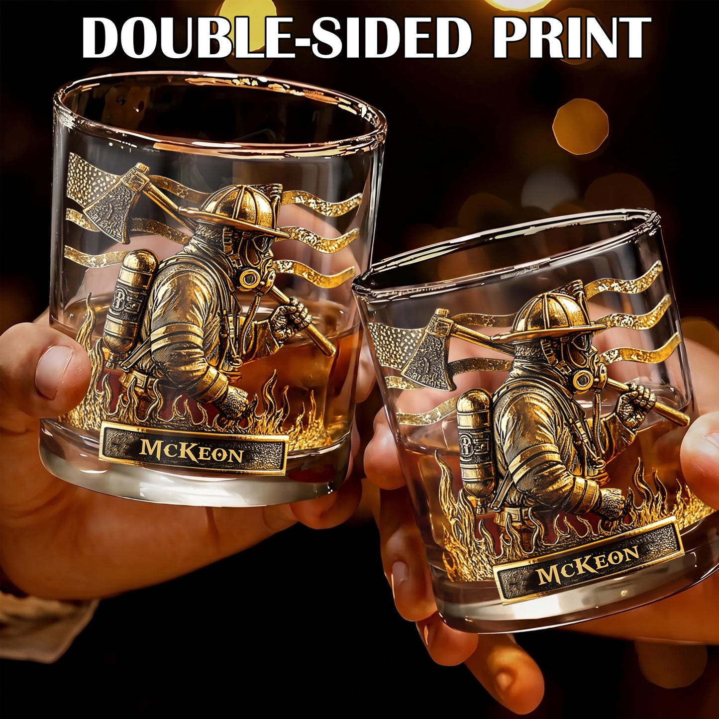 Personalized Firefighter Whiskey Glass - Custom Fire Dept Gift