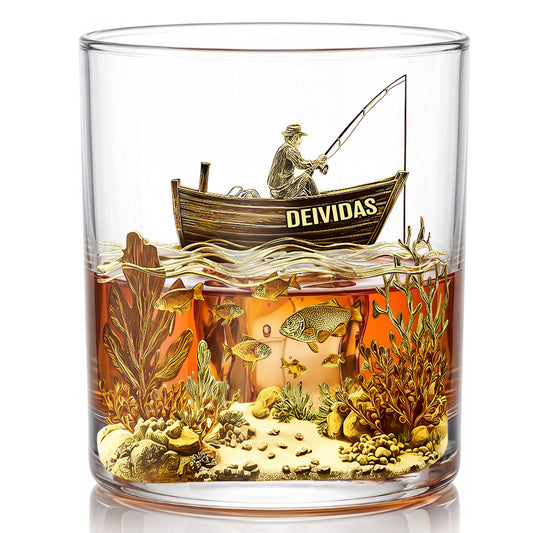 Personalized Fishing Whiskey Glass - Custom Fisherman Gift