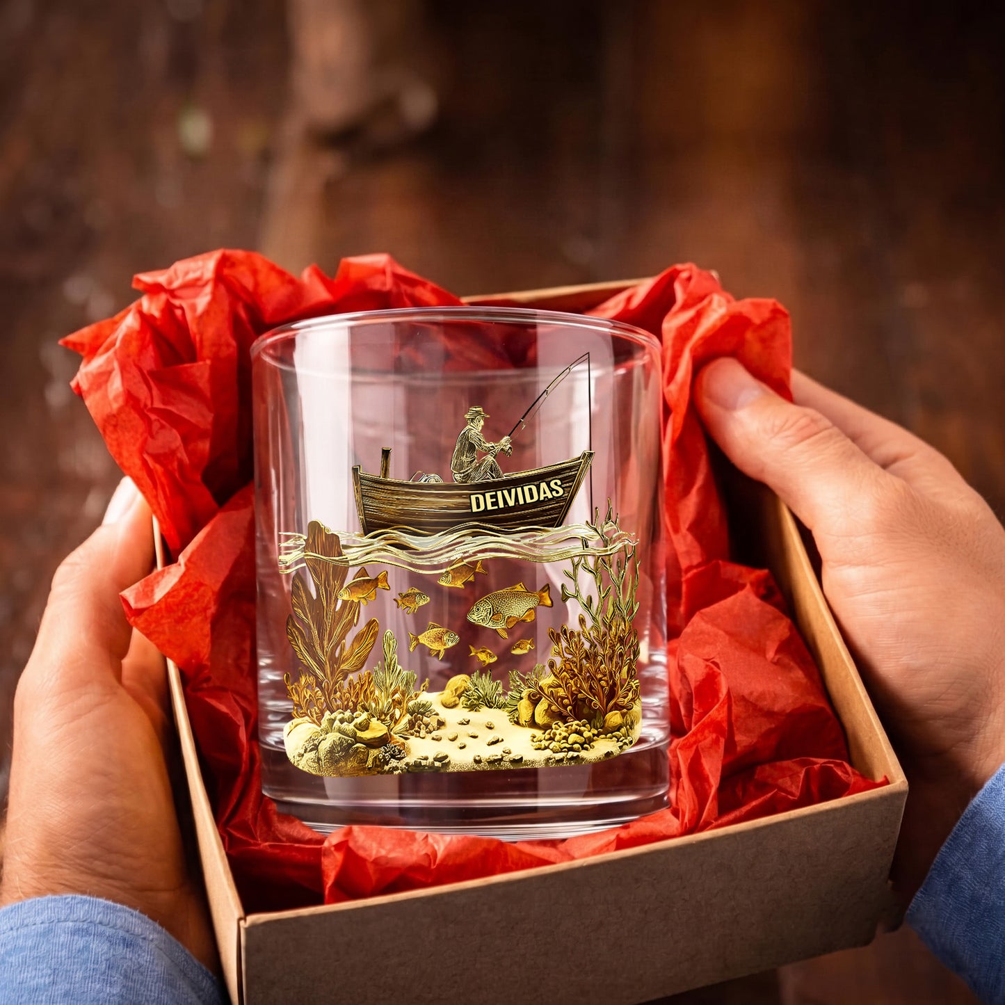 Personalized Fishing Whiskey Glass - Custom Fisherman Gift